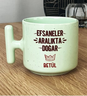 Kişiye Özel Efsaneler Aralıkta Doğar Hediye Pastel T Kupa Doğum Günü Hediyesi (Yeşil)