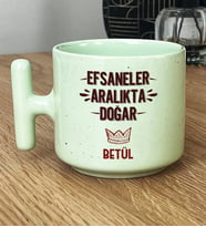 Kişiye Özel Efsaneler Aralıkta Doğar Hediye Pastel T Kupa Doğum Günü Hediyesi (Yeşil)