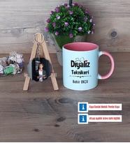 Diyaliz Teknikeri Kupa Bardak Beyaz ve Fotoğraflı Ahşap Anahtarlık Hediye (Model 6)