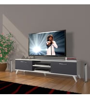 Decoraktiv Eko 140 Mdf Dvd Retro Tv Ünitesi Tv Sehpası (Beyaz - Antrasit)
