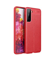 Galaxy S21 Plus Kılıf Zore Niss Deri Desenli Silikon Kılıf (Kırmızı)