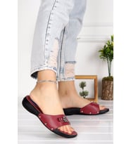 TRENDYSHOSE CLST 703 Günlük Topuk Jel Tokalı Kadın Terlik (Bordo)