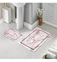 Banyo Halısı Ikili Klozet Takımı Kaymaz Tabanlı (60 xm x 100 cm + 40 cm x 60 cm)  (Kırmızı)