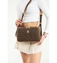 Paul Brand Kadın 5 Bölmeli Monogram Postacı Omuz Çantası 28x17cm Mds3011 (KAHVE-TABA)