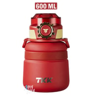 TKK 600 ML Çelik Su Matarası Çift Kullanım Pipetli/Rahat İçim 12 Saat Sıcak/24 Saat Soğuk Termos -2029-600ml (Kırmızı)
