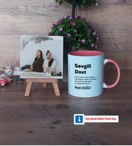 Arkadaşa Hediye Fotoğraflı Dekoratif Taş, Kupa Bardak Beyaz Hediye (Model 6)