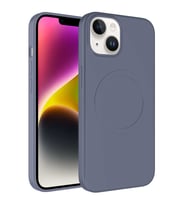 Apple iPhone 14 Kılıf Magsafe Özellikli Pastel Renk Plas Kılıf (Açık Gri)