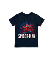 Spiderman baskılı örümcek adam pamuklu penye kumaş yazlık çocuk tişört (Siyah)
