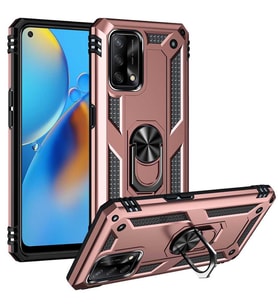 Oppo A74 4G Kılıf Zore Vega Yüzüklü Standlı Zırh Kılıf (Rose)
