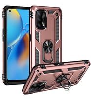 Oppo A74 4G Kılıf Zore Vega Yüzüklü Standlı Zırh Kılıf (Rose)