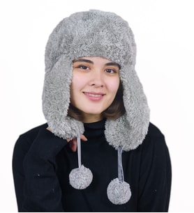 Kadın Kürklü Kulaklıklı Peluş Şapka,bere (Gri)