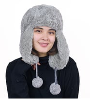 Kadın Kürklü Kulaklıklı Peluş Şapka,bere (Gri)