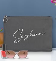 BK Gift Kişiye Özel İsimli-6 Astarlı Portföy Çanta 30x21cm(12 Renk Seçeneği), Baskılı El Çantası, Organizer Çanta (Antrasit)