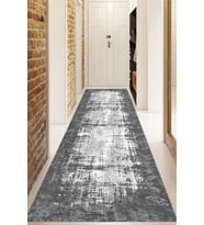 Dijital Baskılı Kaymaz Taban Yıkanabilir Modern Yolluk Ve Koridor Halısı NDU-HS-366 (Gri)