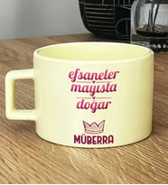 Kişiye Özel Boğa İkizler Burcu Hediye Pastel Fincan Doğum Günü Hediyesi (Sarı)
