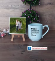 Baba Fotoğraflı Dekoratif Taş, Kupa Bardak Beyaz Hediye (Model 5)