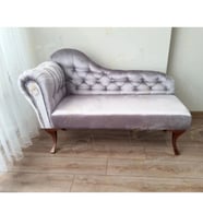 Dekoratif Bihter Koltuk Josefin Puf 130 cm Ceviz Ayak (Gri)