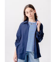 Kız Çocuk Düşük Kollu Gömlek T-Shirt İkili Takım 1810 (Lacivert)