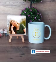 Baş Harf ve İsim Soyisim Fotoğraflı Dekoratif Taş, Kupa Bardak Beyaz Hediye (Model 1)