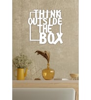 UNT "think outside the box" Duvar Dekoru - Süsü, Ahşap Dekoratif Tablo (Beyaz)