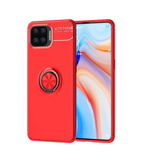 Oppo Reno 4 Lite Kılıf Yüzüklü Magnetli Ravel Case (Kırmızı)