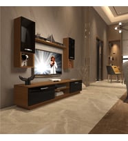 Decoraktiv Eko 5DAB Mdf Dvd Tv Ünitesi Tv Sehpası - Parlak Beyaz (Siyah - Ceviz)