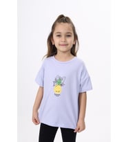 Toontoy Kız Çocuk Baskılı Tişört (Mavi)