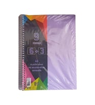 6+3 Ayraçlı Defter 9 Konulu 225 Yaprak 1 Adet 6 Kareli 3 Çizgili Spralli Plastik Kapak Seperatörlü (Lila)