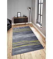 Dijital Baskılı Yıkanabilir Kaymaz Modern Renkli Salon Halısı Mutfak Halısı Yolluk ND-HY-1406 (Siyah)