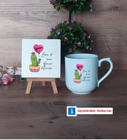 Arkadaşa Hediye Kaktüs Dekoratif Taş, Kupa Bardak Kırmızı Hediye Doğum Günü Hediyesi (Model 4)