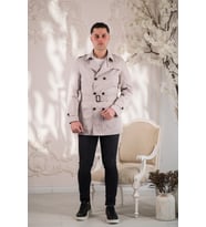 SLİMFİT ASTARLI BAHARLIK KEMERLİ ERKEK TRENÇKOT (Taş)