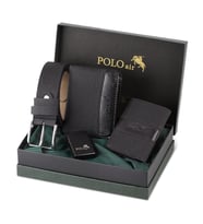 Polo Air Erkek Set Cüzdan Kemer Kartlık Benzinli Polo Air Çakmak CM-10 (Siyah)
