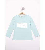 Toontoy Kız Çocuk Think Varaklı T-Shirt (Mint Yeşili)
