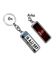 Kişiye Özel Ferrari Vip Altın Logo Tema Plaka Anahtarlık (Gümüş)