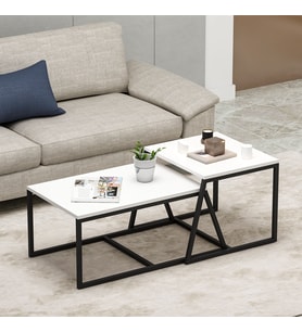 Minimal İkili Orta Sehpa – Modern Tasarım, Çok Amaçlı Kullanım (Beyaz)