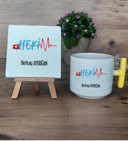 Hekim Hediye Seti Kupa Bardak T Kulplu ve Dekoratif Taş Doktora Tıp Bayramı Hediyesi (Model 5)