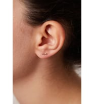 Elika Silver Kadın Minimal Üç Taş Model 925 Ayar Gümüş Küpe (Rose)