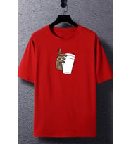 Unisex Tupac Coffee Baskılı T-shirt (Kırmızı)