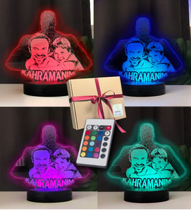 Babalara Özel Kahramanım Modelli Resimli 3d Led Gece Lambası (Karışık)