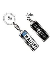 Kişiye Özel Plaka Metal Anahtarlık   Wolksvagen Üç Çizgi Logo (Gümüş)