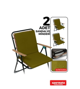 XPERMATE 2'li Arkalıklı Sandalye Minderi Fermuarlı 40x40 Sırtlıklı Sandalye Minderi Bağcıklı (Turkuaz)