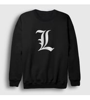 Presmono Unisex Beyaz Logo L Anime Death Note Sweatshirt 129728tt (Siyah)