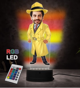 Doğum Günü Hediyesi,Sevgiliye Hediye, Kişiye Özel Fotoğraflı Müfettiş Karikatür 3D Led Lamba (RGB)