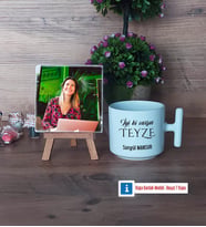 Teyzeye Doğum Günü Hediyesi Fotoğraflı Dekoratif Taş, Kupa Bardak Beyaz Hediye (Model 12)