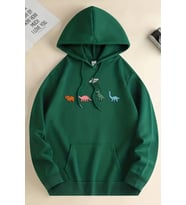Uzaylı Dinazor Baskılı Oversize Sweatshirt (Yeşil)