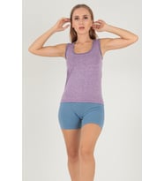 Sporcu  Unisex  Gym Seamless Dikişsiz T-shirt (Lila)