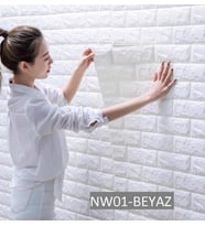 Birden Fazla Renk Seçeneği Kendinden Yapışkanlı Esnek Duvar Panel (Beyaz)