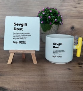 Sevgili Dost Hediye Seti Kupa Bardak T Kulplu ve Dekoratif Taş Arkadaşa Hediye, Dosta Hediye (Model 5)