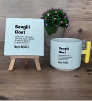 Sevgili Dost Hediye Seti Kupa Bardak T Kulplu ve Dekoratif Taş Arkadaşa Hediye, Dosta Hediye (Model 5)