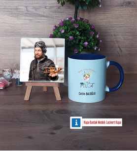 Pilot Fotoğraflı Dekoratif Taş, Kupa Bardak Beyaz Hediye (Model 3)